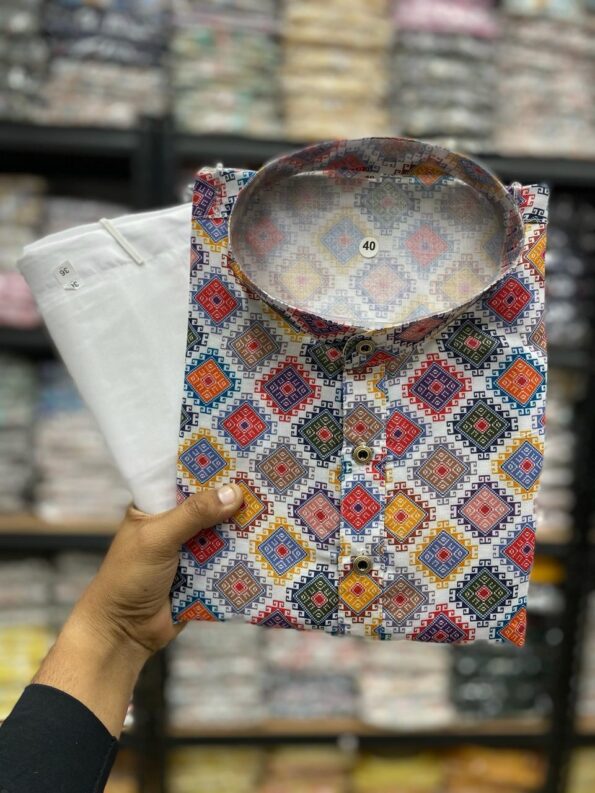 Mens Printed Kurta With Pajama Full Set OFFER