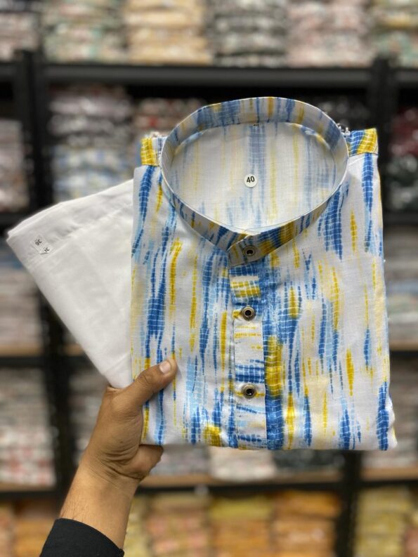 Mens Printed Kurta With Pajama Full Set OFFER 08