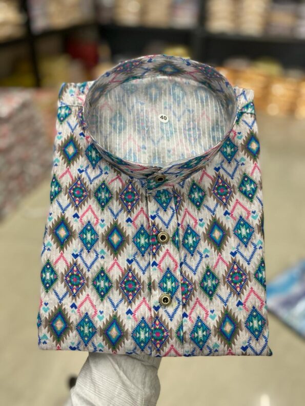 Ikat Printed Lining Crochet Kurta