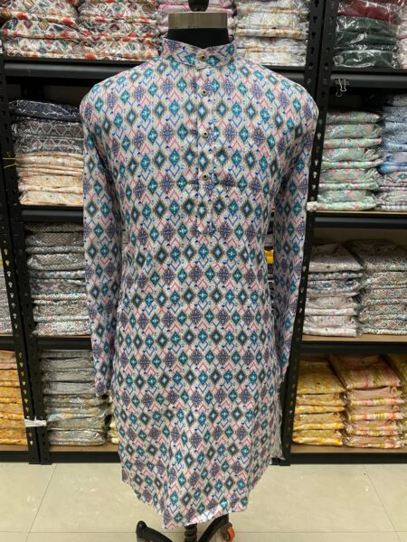Ikat Printed Lining Crochet Kurta